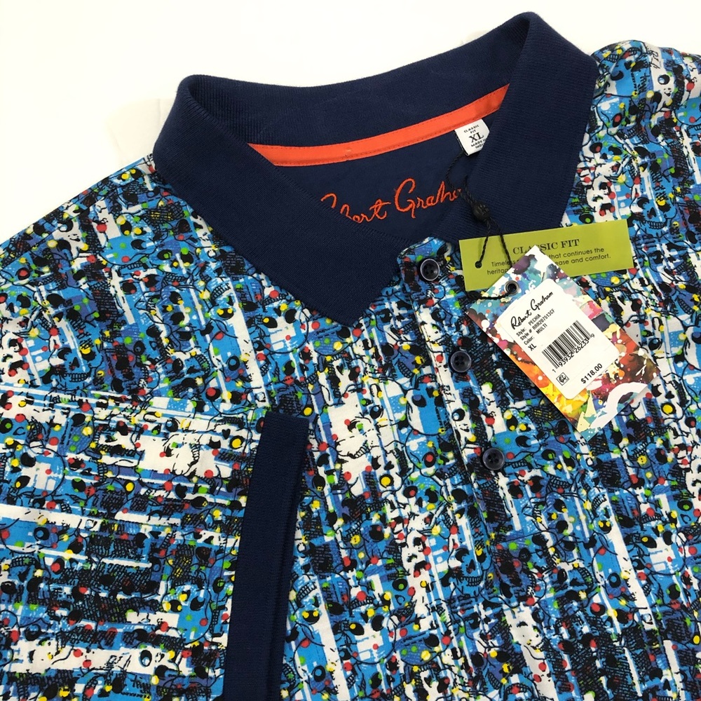 Robert Graham Pechia Short Sleeve Polo Shirt NWT - Picture 12 of 12